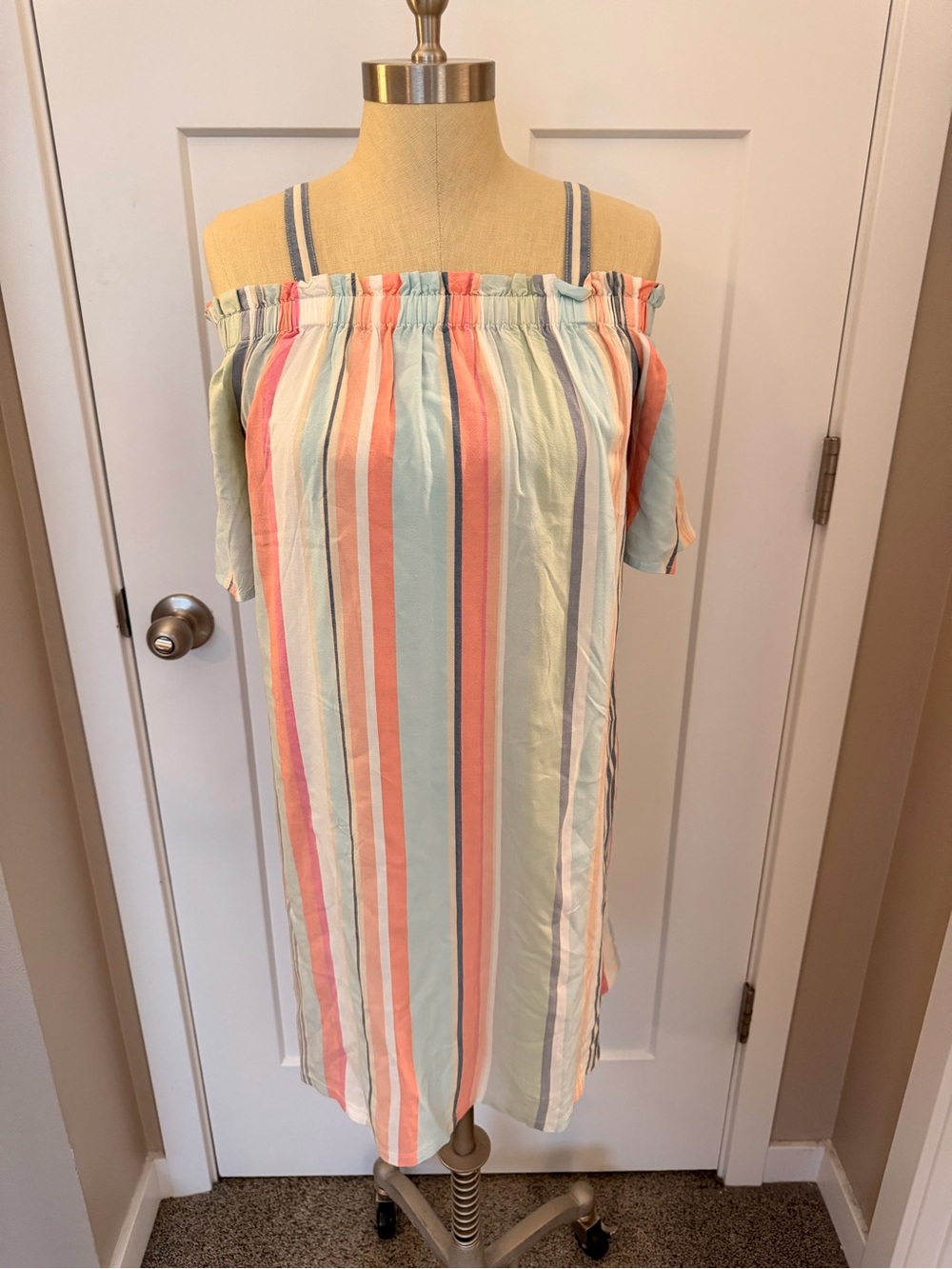 Striped Off-Shoulder Mini Dress